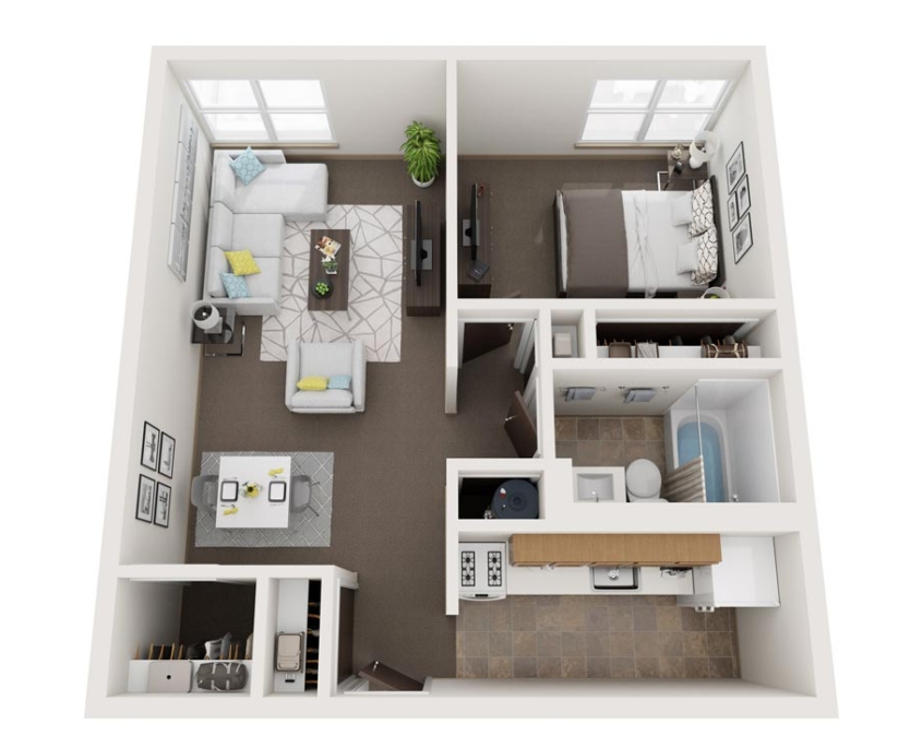 win Towers Apartment Detail 1 bedroom 1 bathroom 625 sq. ft. No Balcony Small